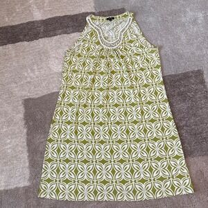 Apt‎ 9 Womens Green White Geometric Beaded Neckline Sleeveless Tunic Top L